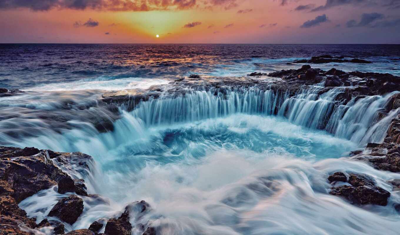 sea, ocean, beautiful, waterfall, funart