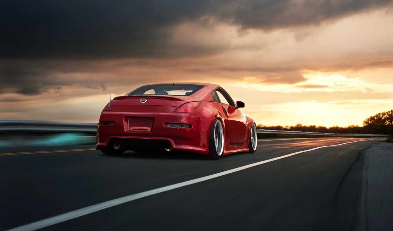 picture, red, tuning, nissan, position