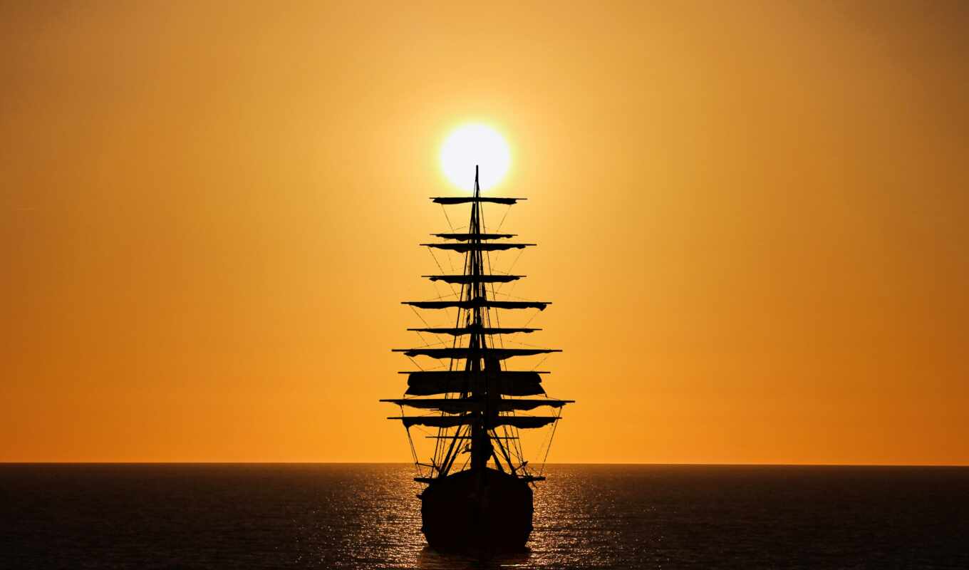 background, sun, sunset, ship, night, sea, open, screensaver