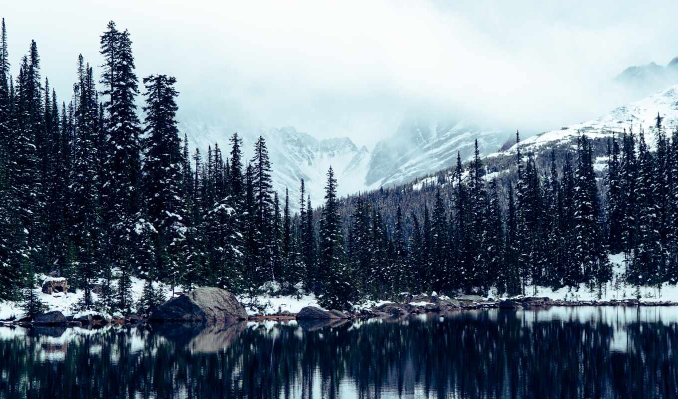 lake, background, Canada, alberta, park, national, jasper
