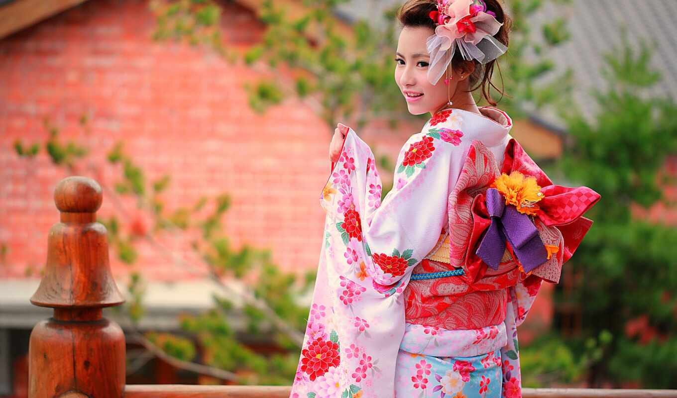 girl, summer, face, style, japanese, kimono