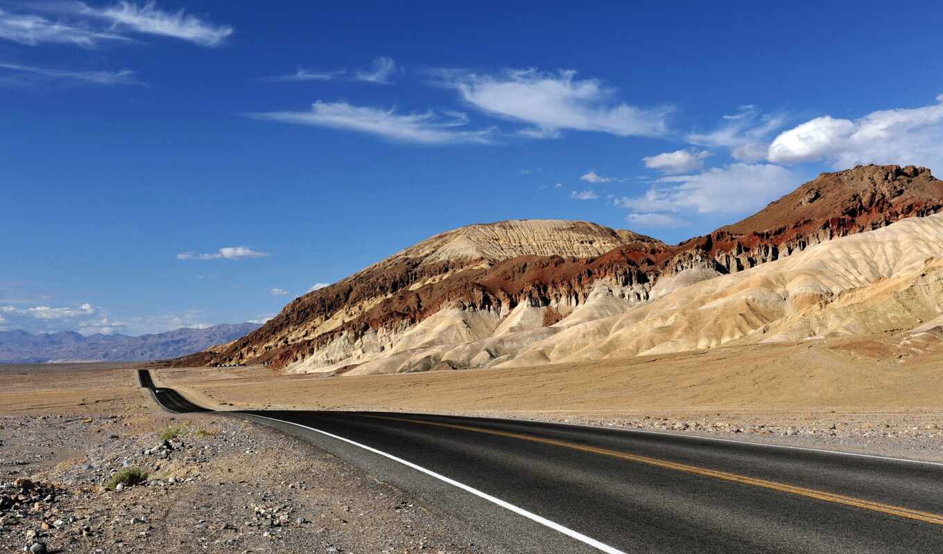 nature, mountain, rock, road, landscape, desert, highway, valley, death, monument, infrastructure