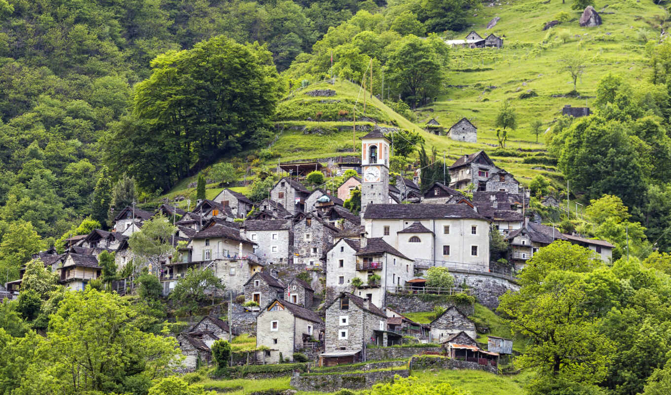 house, hotel, landscape, village, swiss, Switzerland, Ticino, municipality, locarno, korippyi, Ticino region