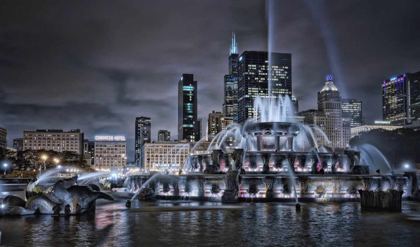 город, fountain, chicago