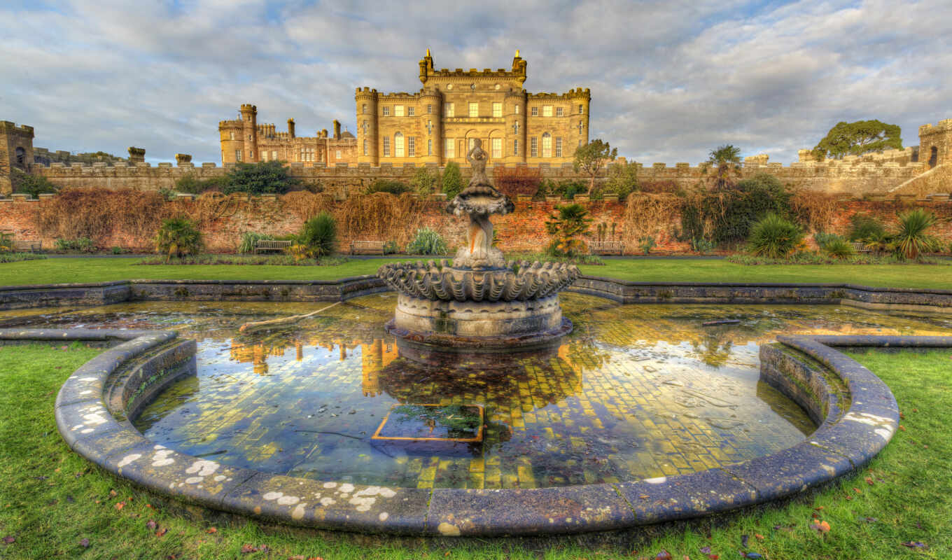castle, шотландия, fountain, culzean