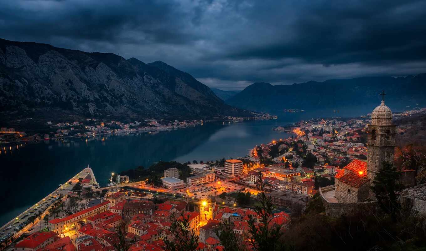город, гора, bay, fortress, montenegro, котор, черногория, которский