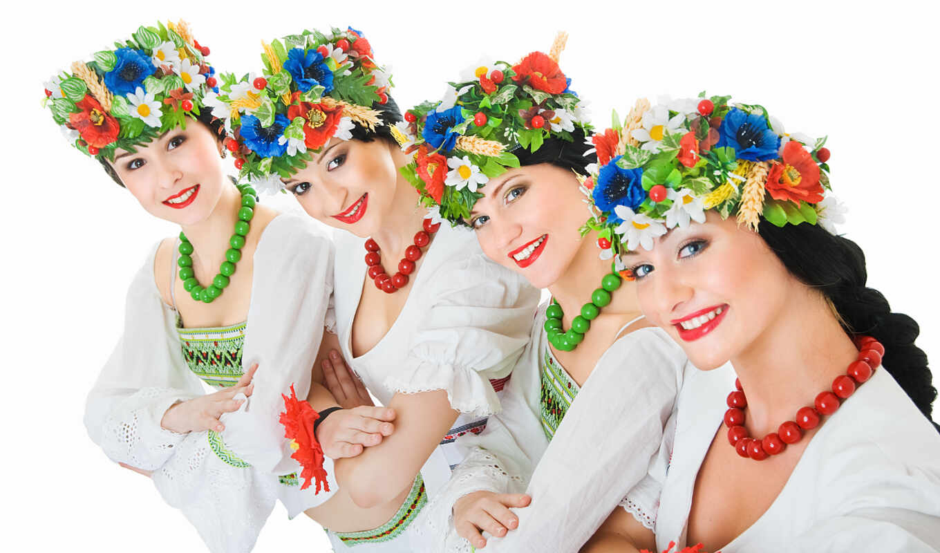 art, girl, smile, show, cvety, beads, pair, tanec, jacques, attire, Ukrainian