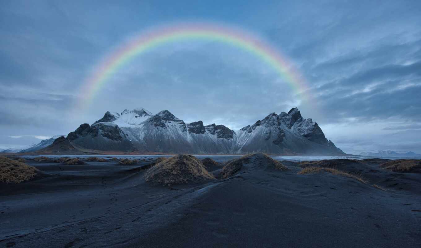 sky, photo, background, rainbow, snow, mountain, usage, virtual, discover, pexel