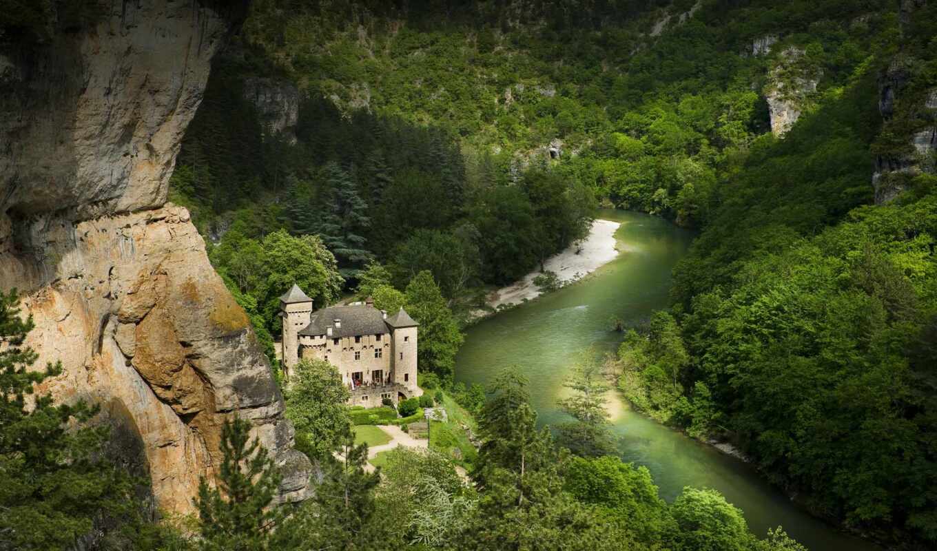 nature, house, forest, mountain, river, France, because