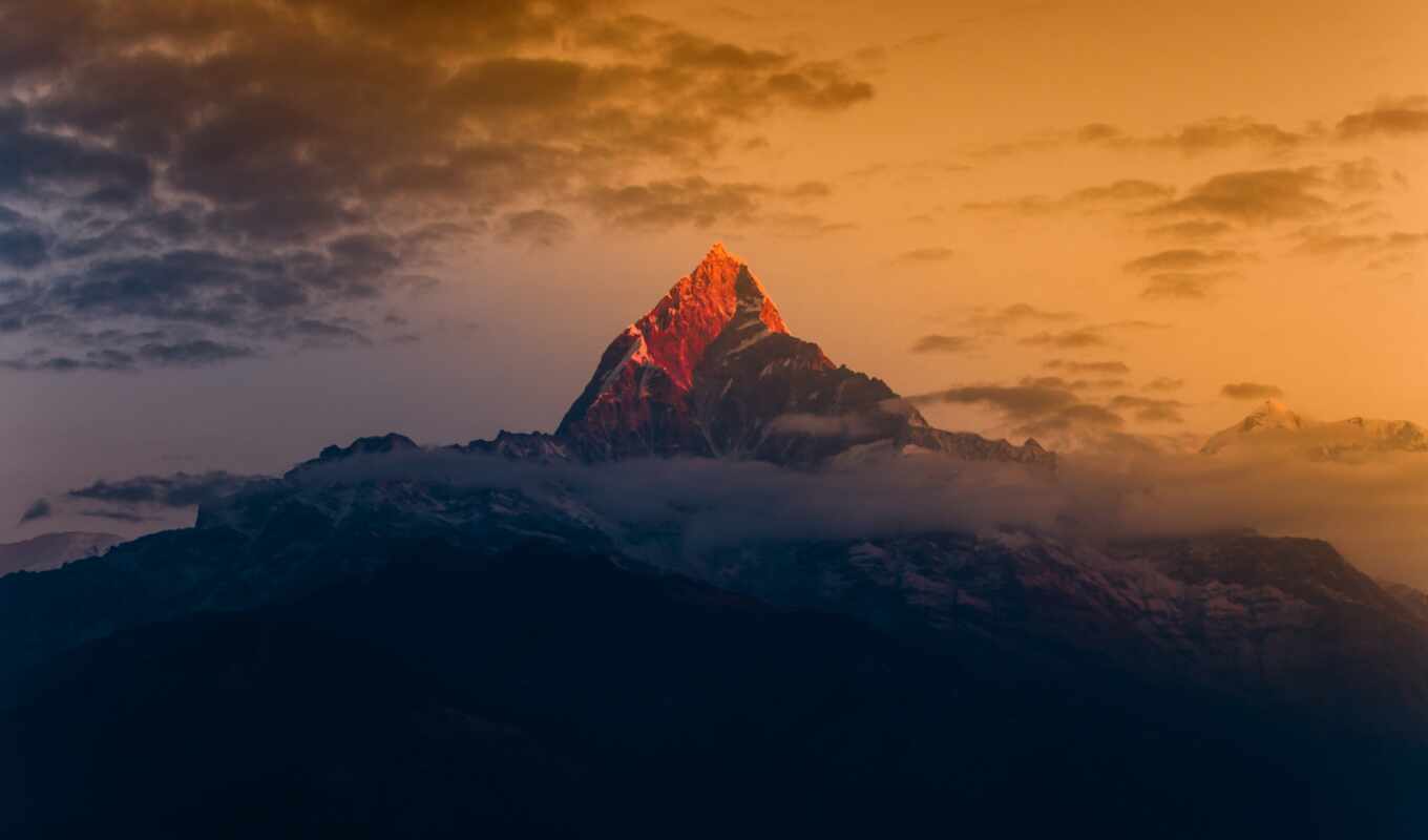 Покхара, восход, sarangkot, nepal, взгляд, himalayan, йога, аннапурна, гималаи