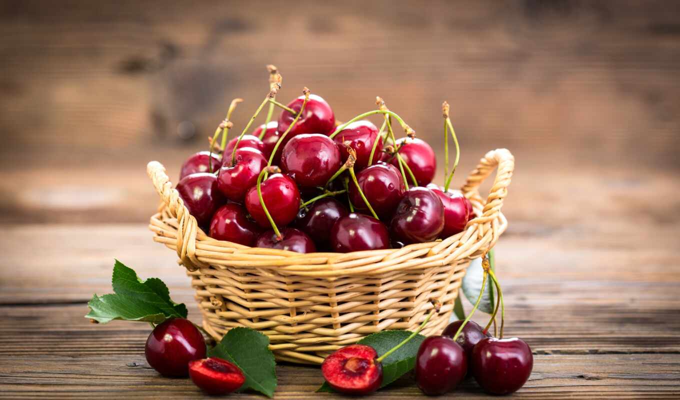 cherry, basket, product, berry, wiklinowy