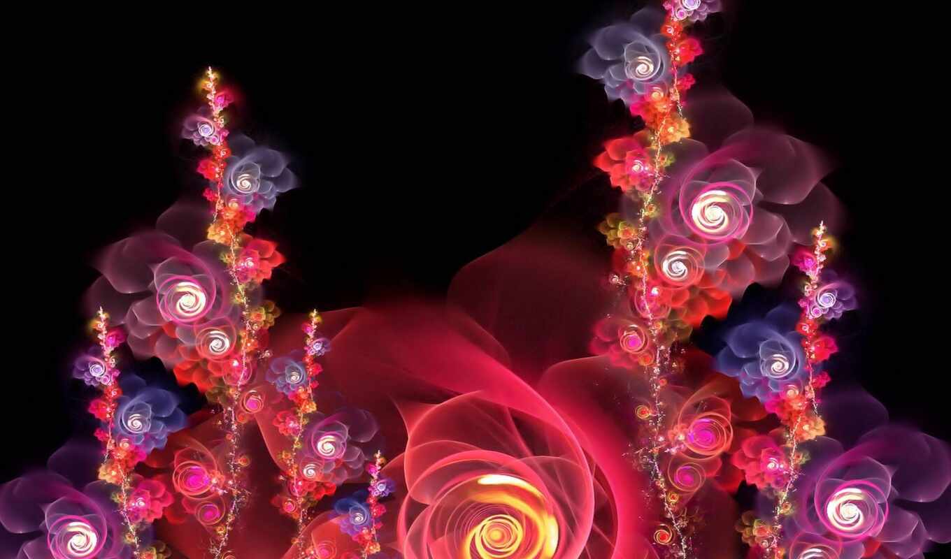black, flowers, red, christmas, pink, fractal