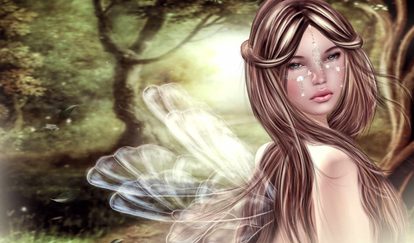 girl, hair, eyes, see, elf, fairy, wing