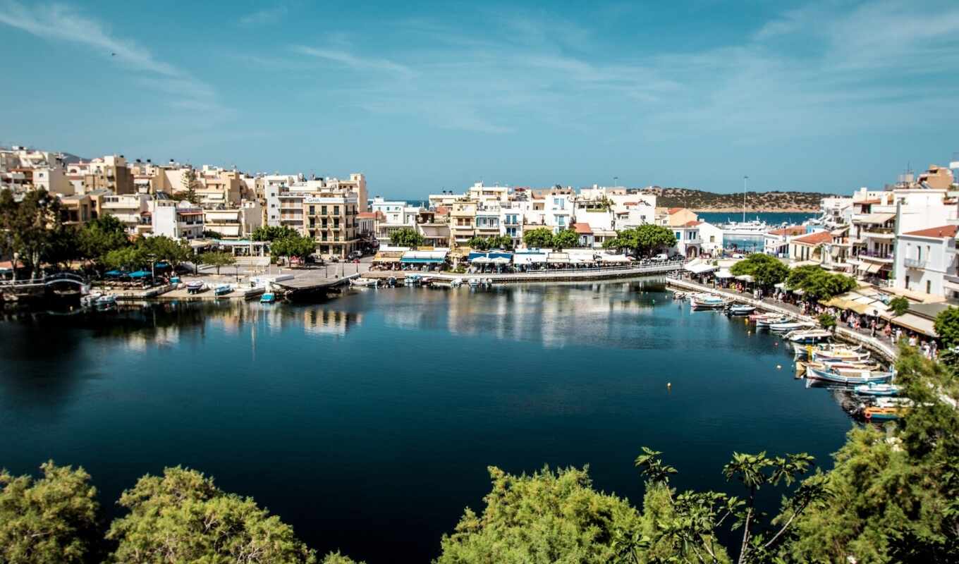 the bay, harbor, greece, boats, crete, ayos, nikolaos, agios