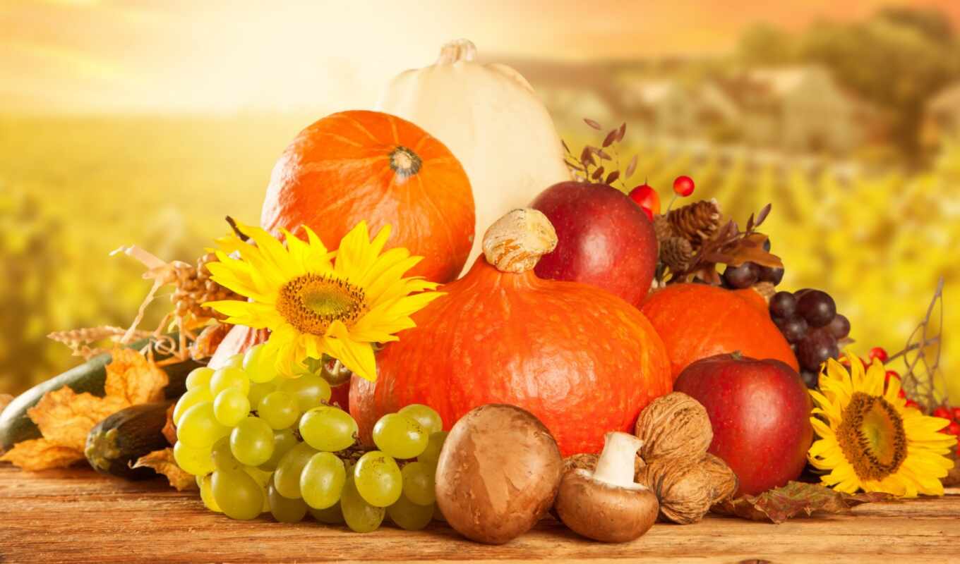 autumn, box, grape, apples, pears, fruit, harvest, pumpkins, produce, fruits, vegetables