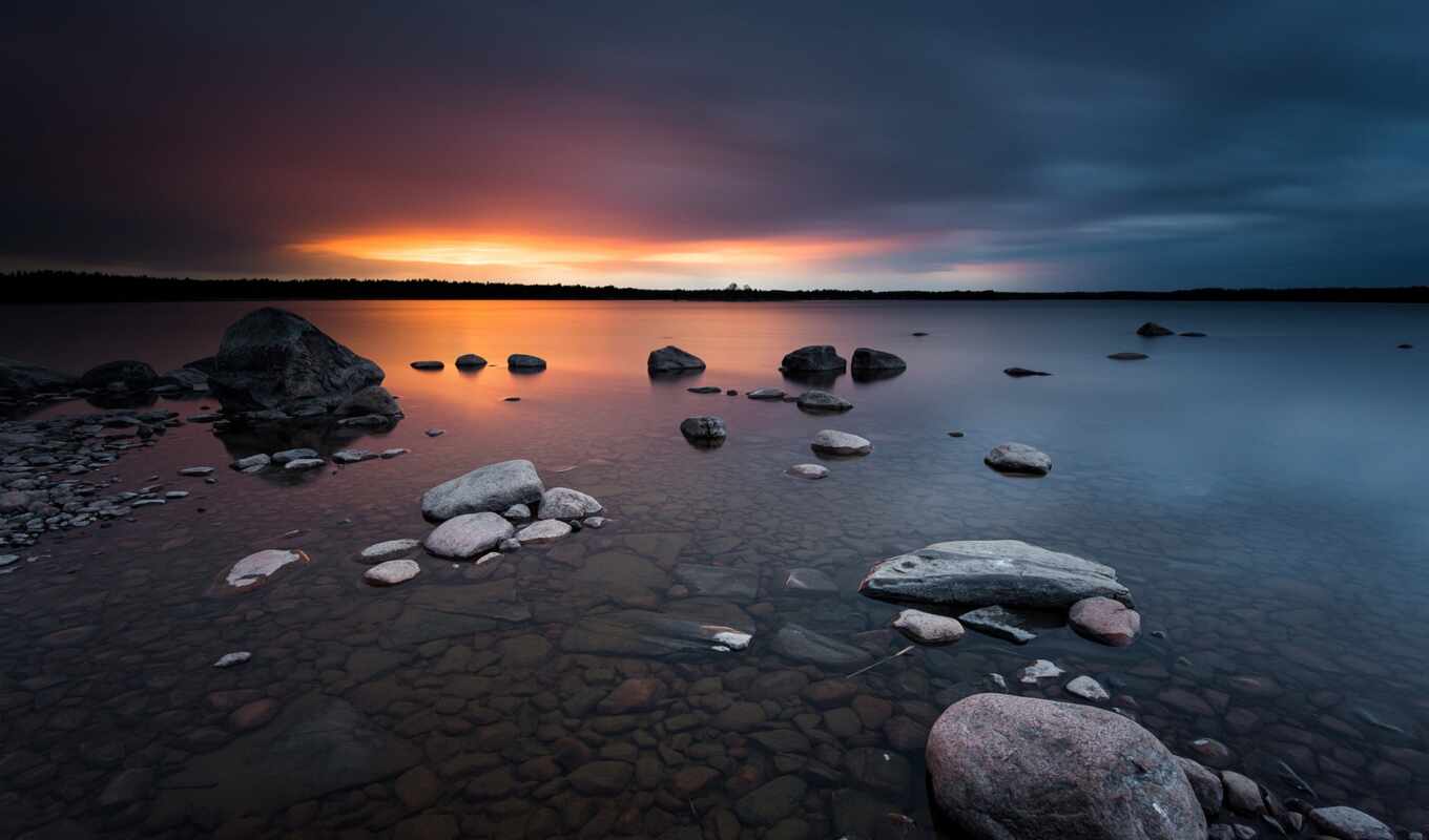 природа, фото, закат, ночь, landscape, показать, восход, sweden, включить, ток, karlstad