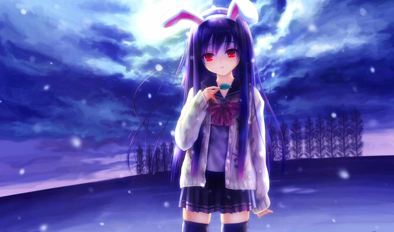 the clouds, sky, girl, picture, picture, snow, anime, forest, touhou, choose, with the button, right, mice, cookies