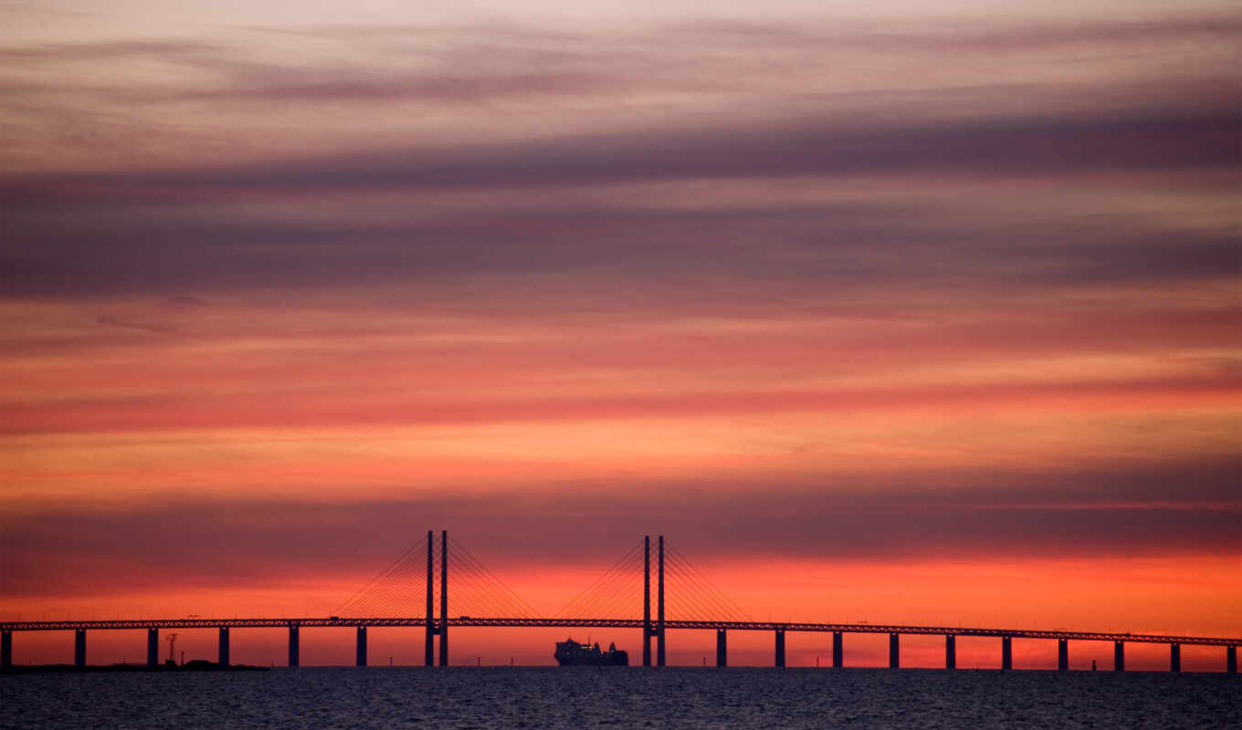 photo, desktop, free, full, background, sunset, ship, Bridge
