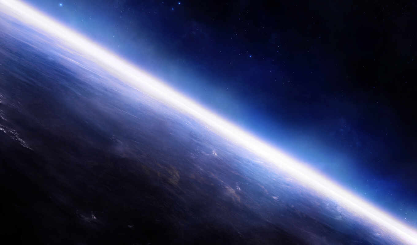 picture, stars, planet, atmosphere, surface, horizon