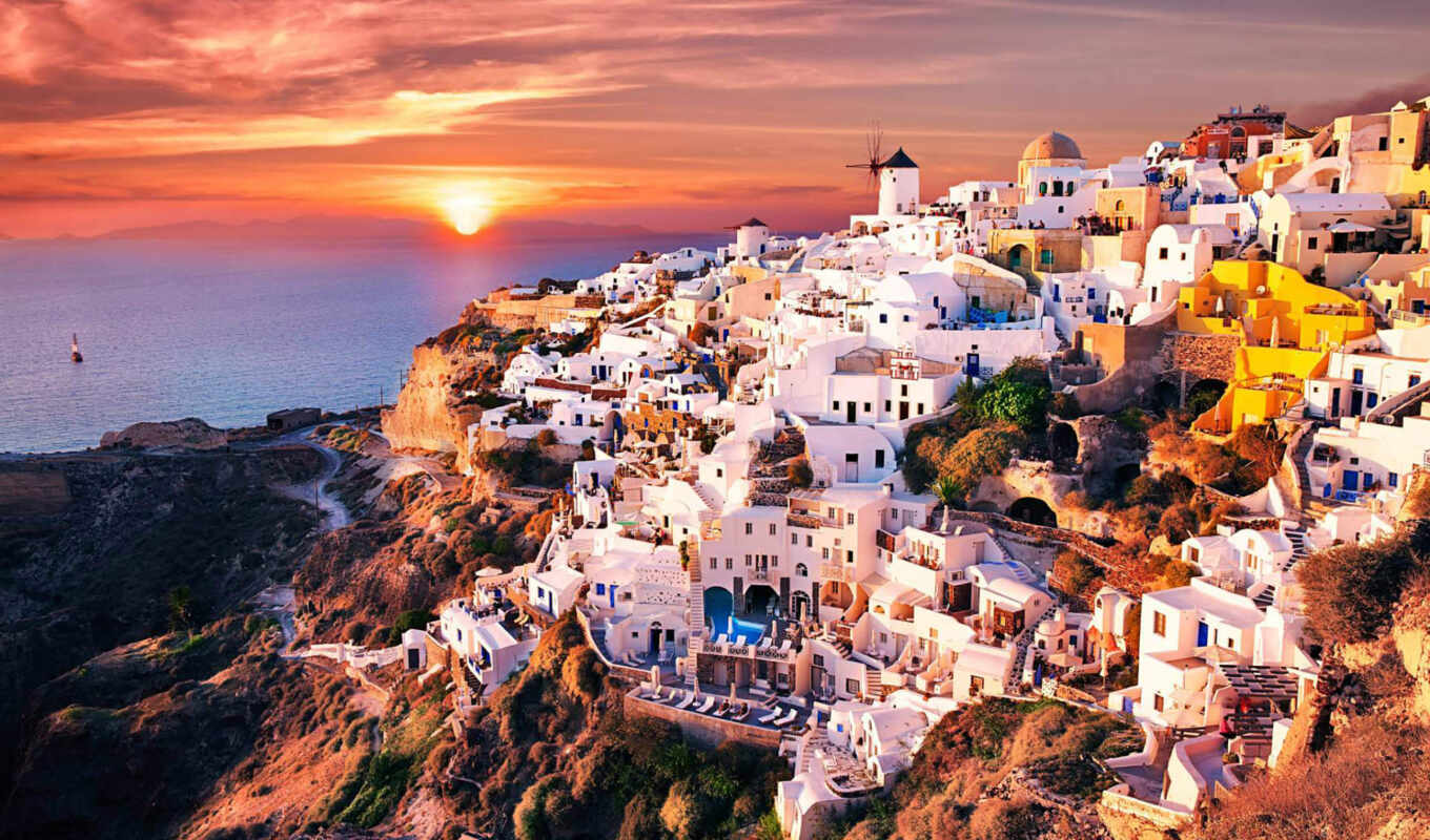 дома, города, море, greece, santorini, greek, oia