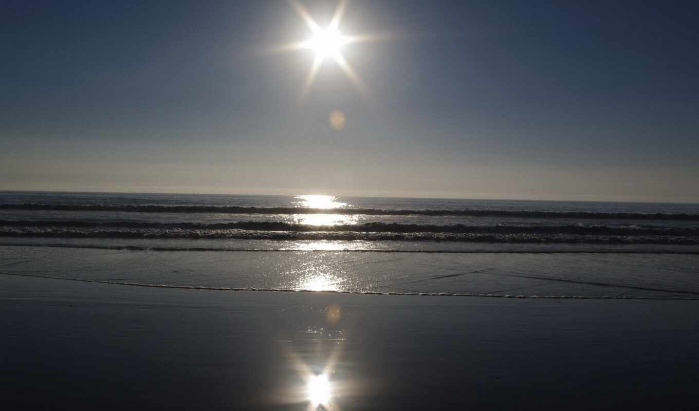 sun, sea, reflection, waves, odbicie, Sun, highlights, morze, Beach, wschód