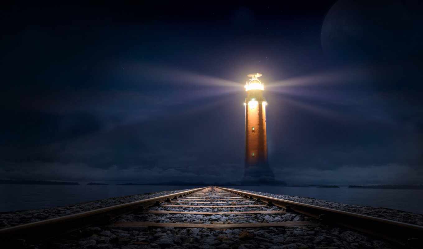 ночь, lighthouse, дорогой, iron