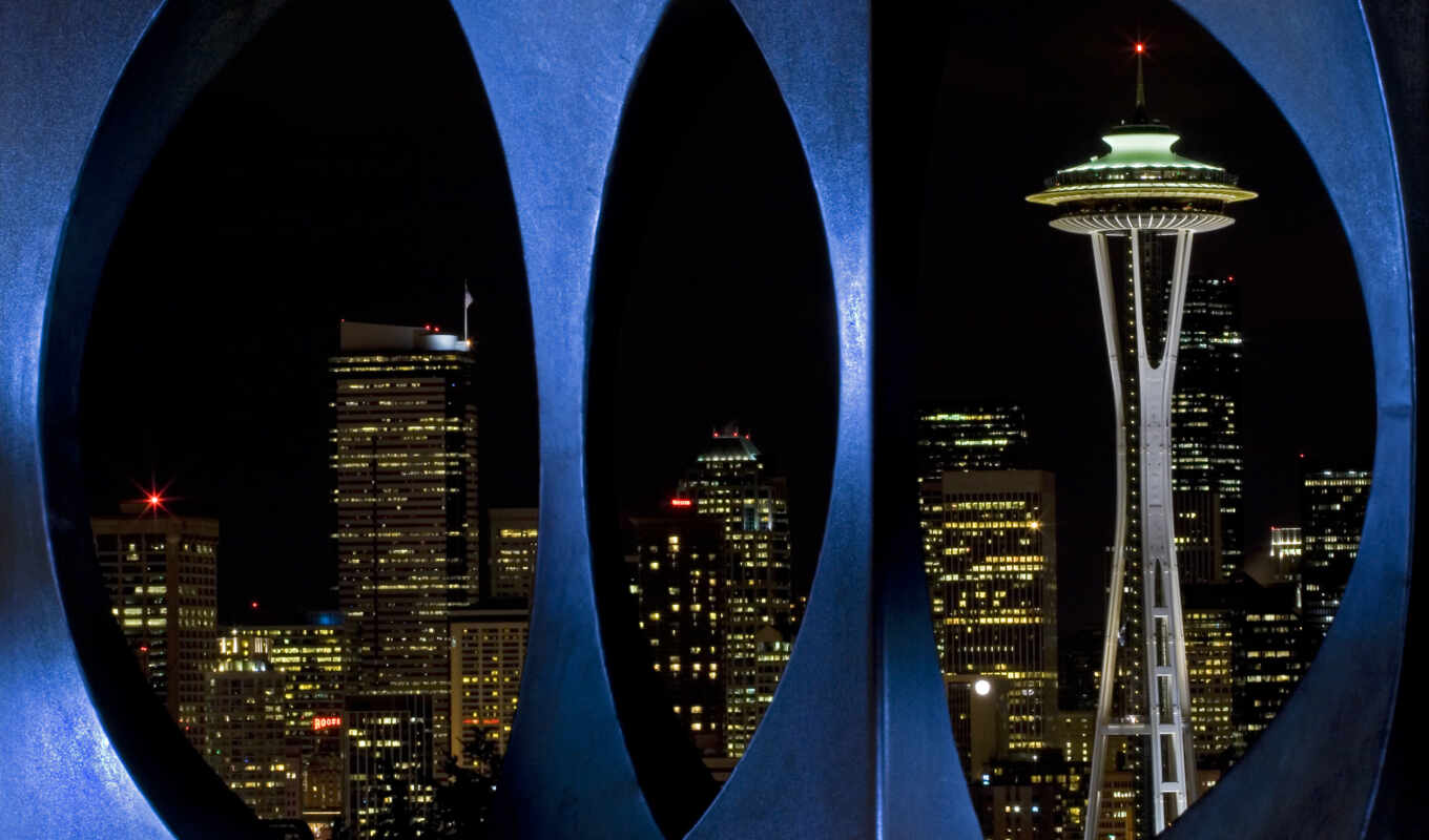 view, free, city, night, space, spine, seattle, washington, political, ideology