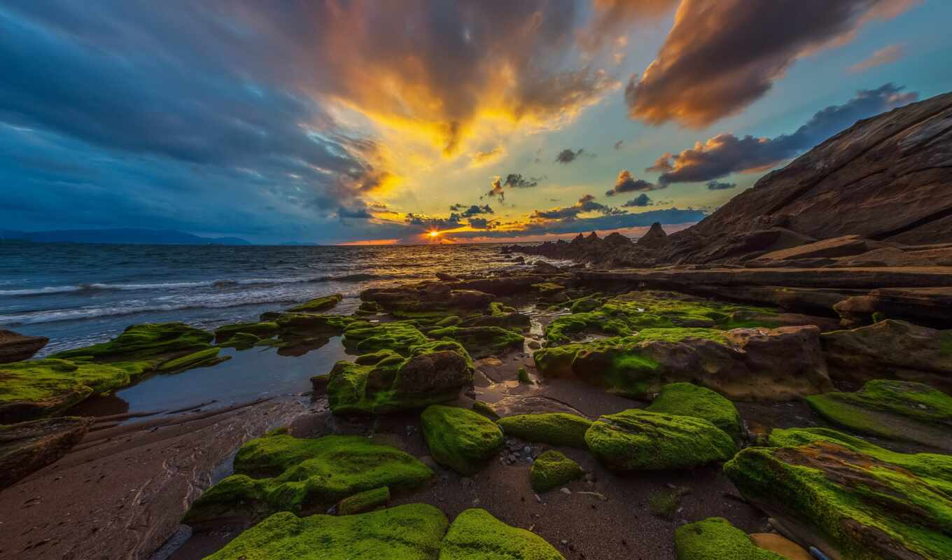 nature, stone, sunset, rock, sea, add, coast, complain