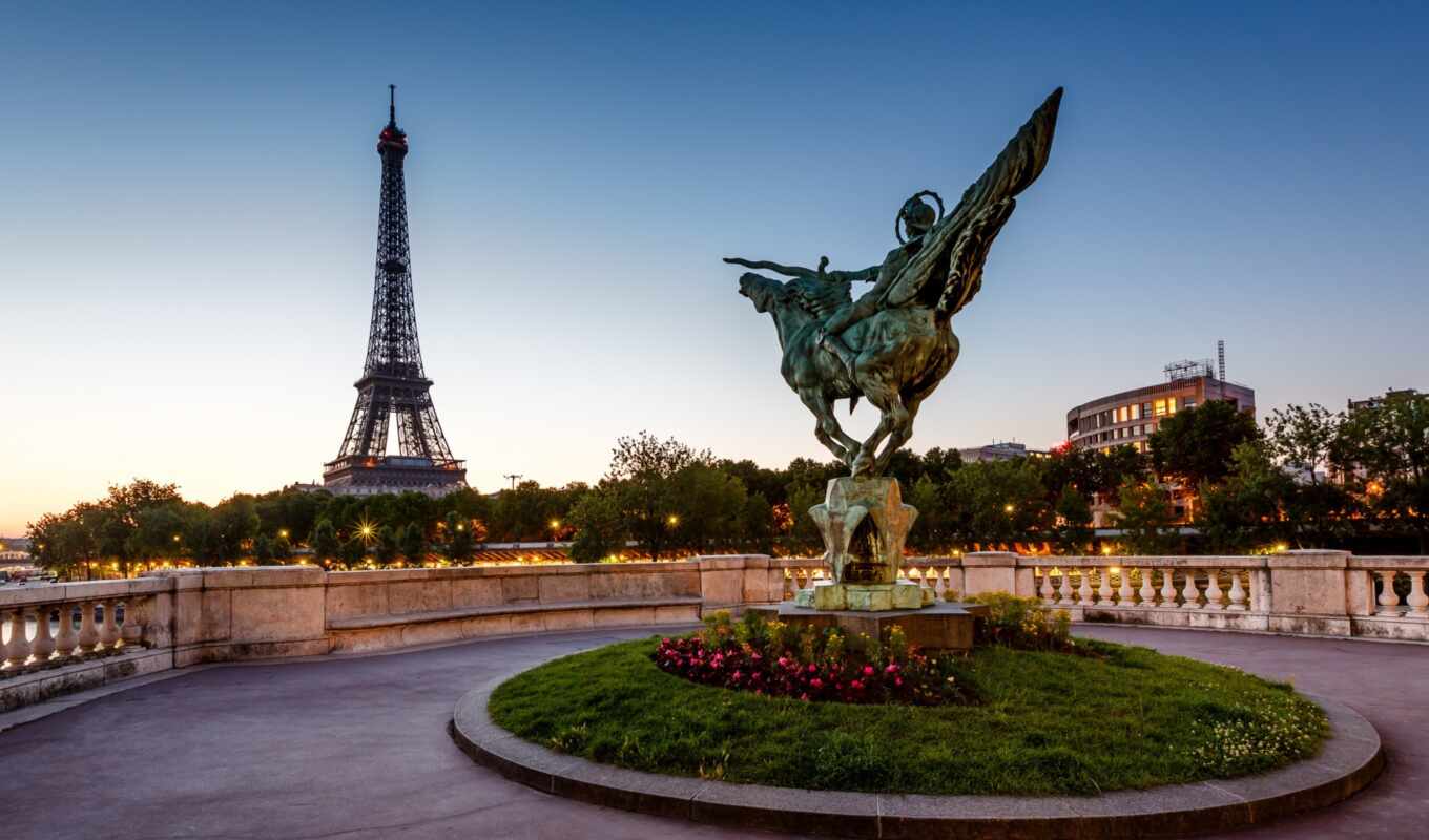 horse, France, Paris, tower, eiffel