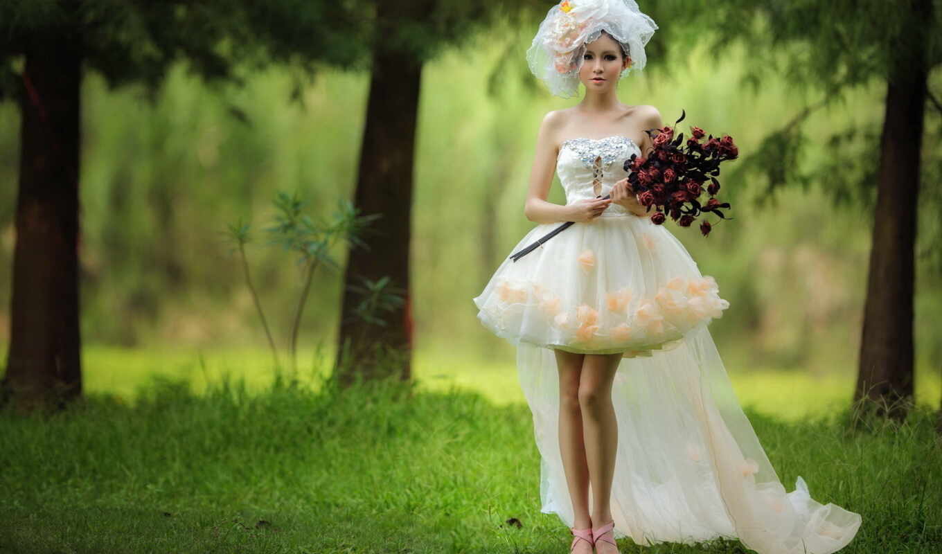 dress, wedding, bride, short