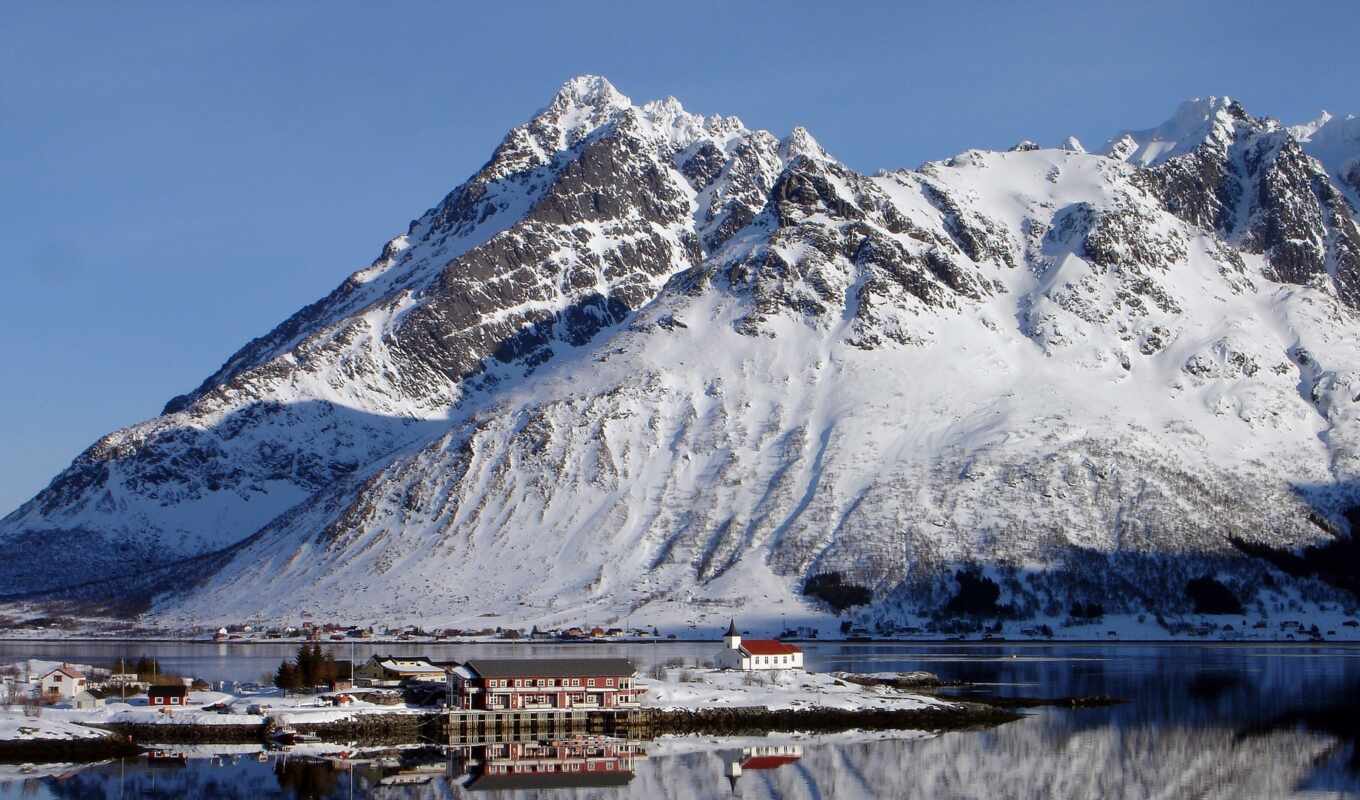 снег, гора, norwegian