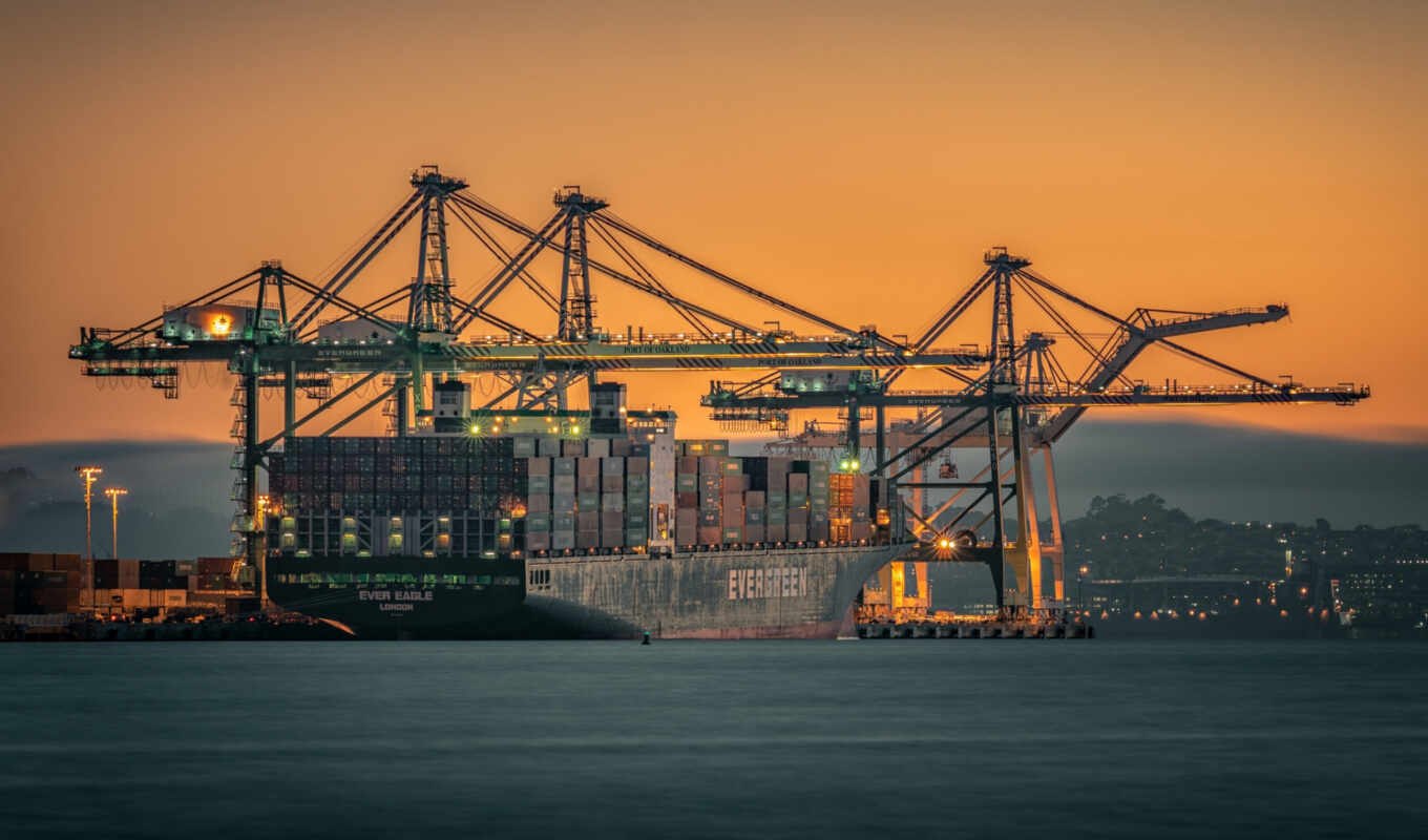 port, cargo, crane, transporter, container