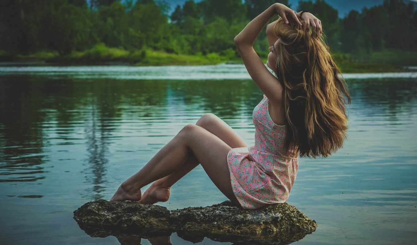 озеро, девушка, natural, хаим