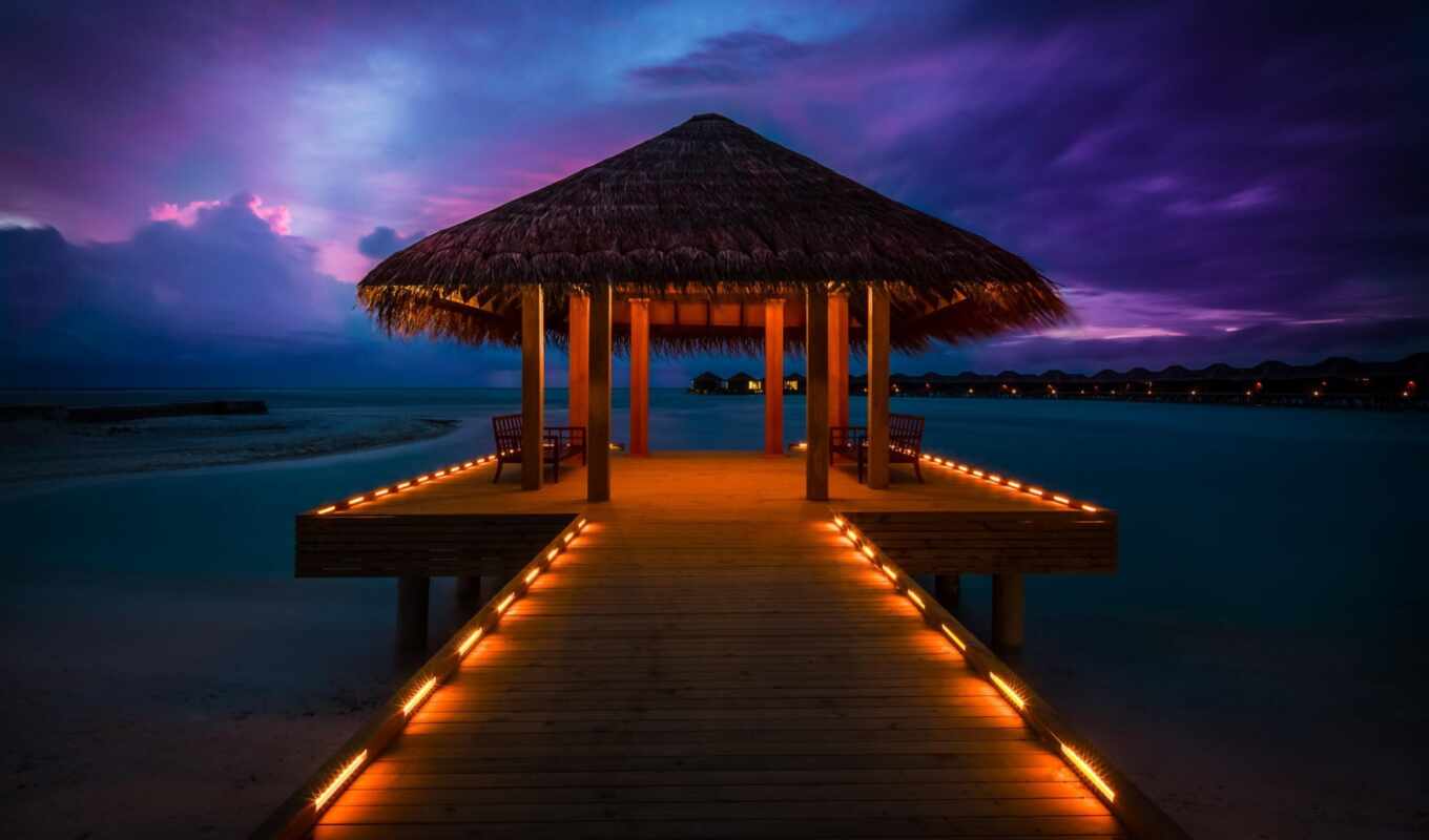 sunset, maldives, bungal, maldive