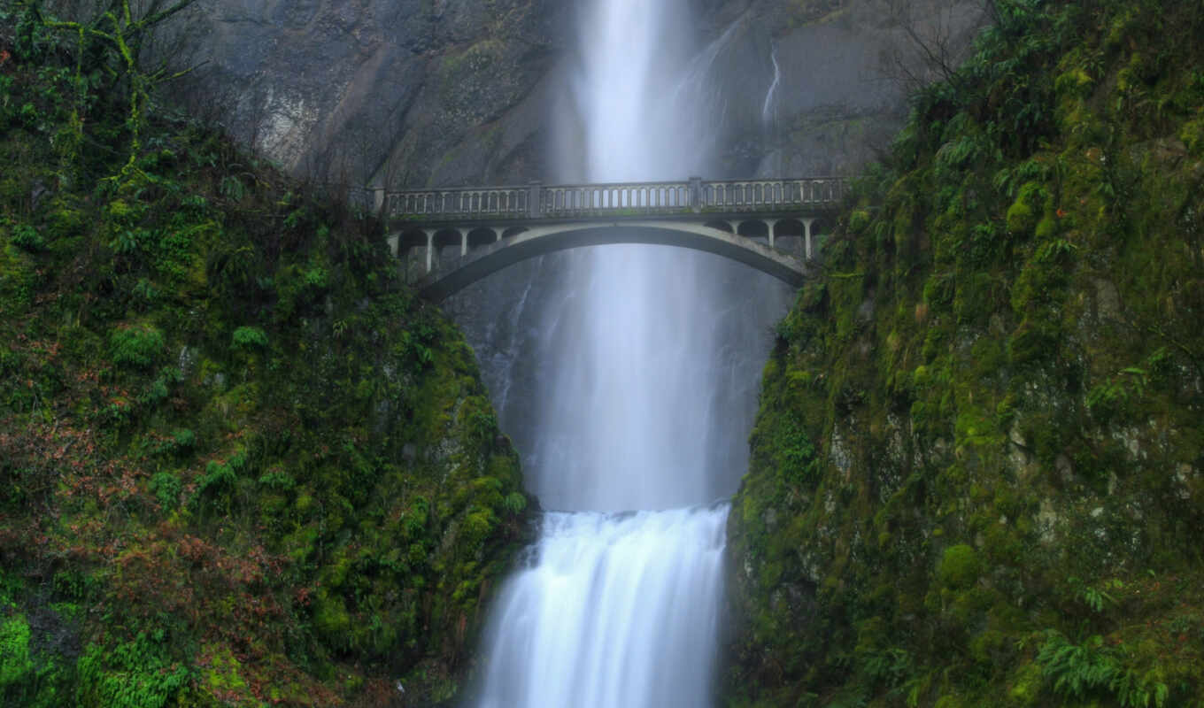 мост, водопад, falls, oregon, multnomah, малтнома, фолс