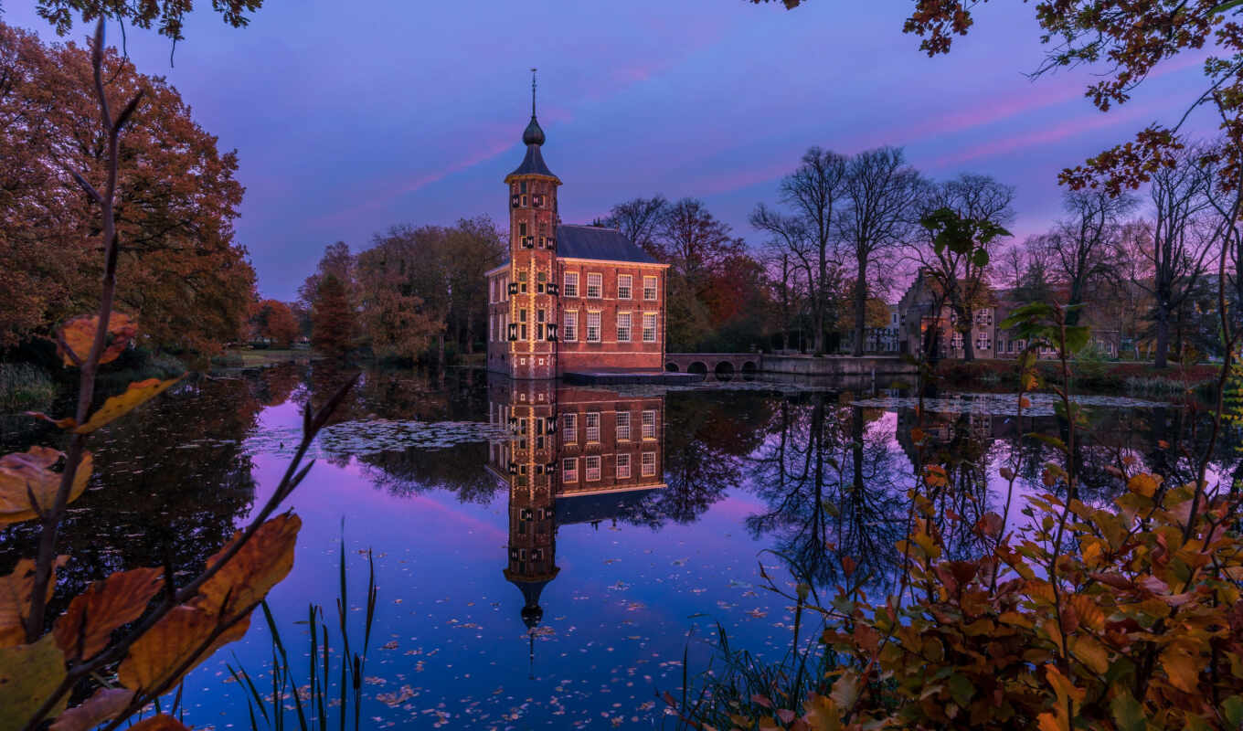 Netherlands, castle, garden, cover, pond, park, id, bouvigne