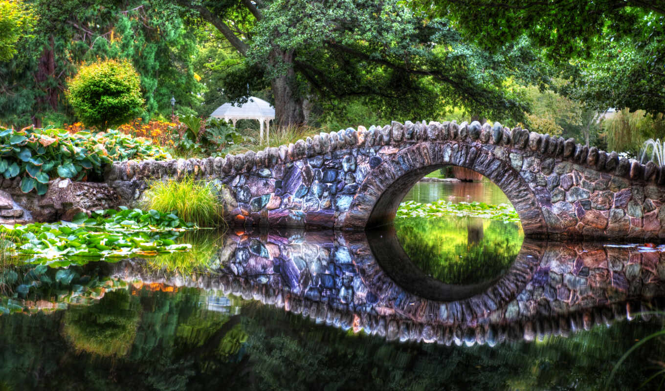 stone, water, Bridge, reflection
