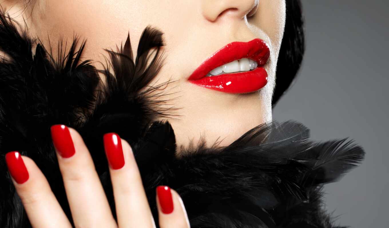 женщина, red, nail, lip