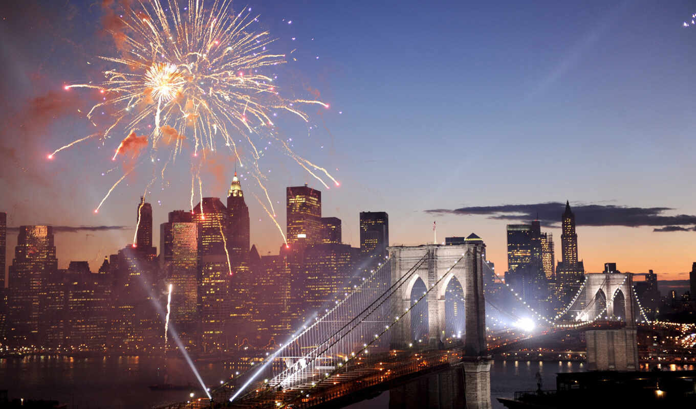 new, мост, fireworks, нью, usa, бруклин, американский, york, салют