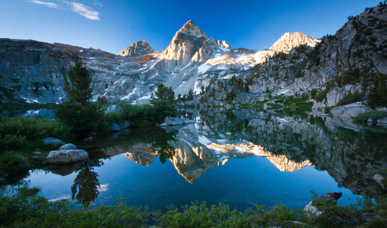 lake, nature, sky, mountain, reflection