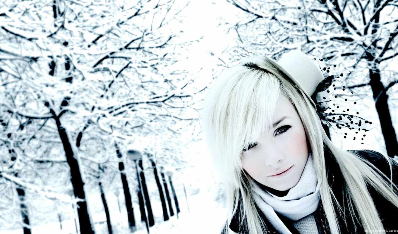girl, beautiful, snow, winter, blonde, laura, park, trees, blond, Ivan, in winter