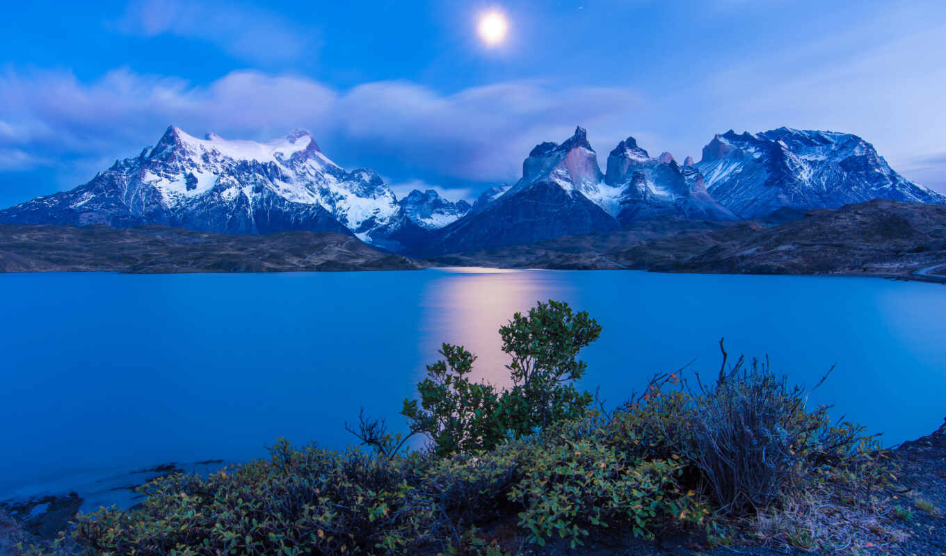 lake, nature, night, mountain, landscape, of, park, paine, chile, patagonia, torre