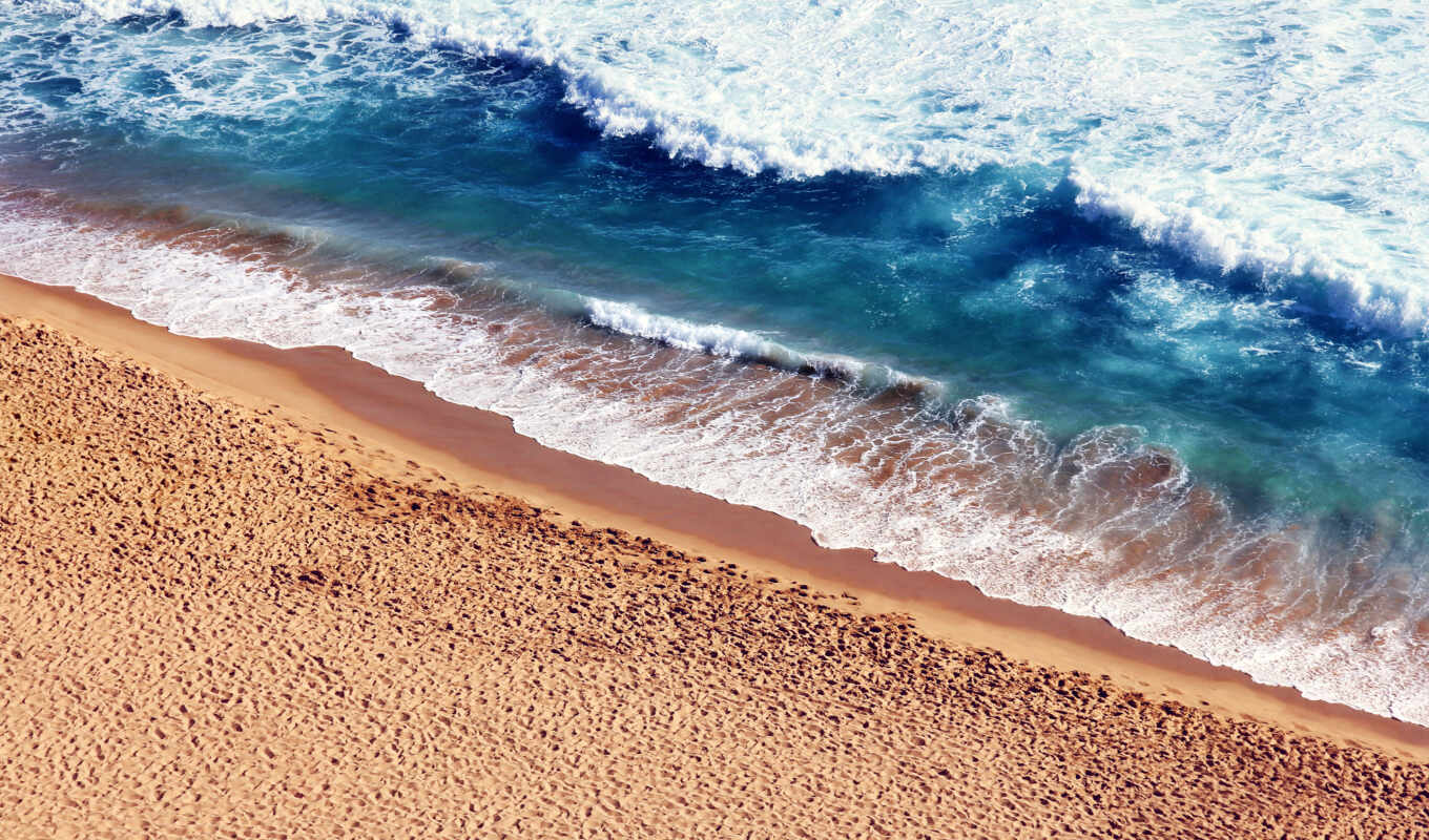 волны, пляж, берег, песок