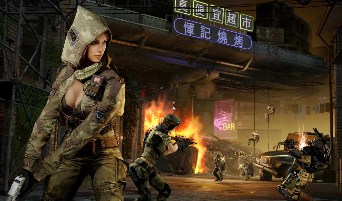 девушка, game, компьютер, воин, скриншот, warface, солдат