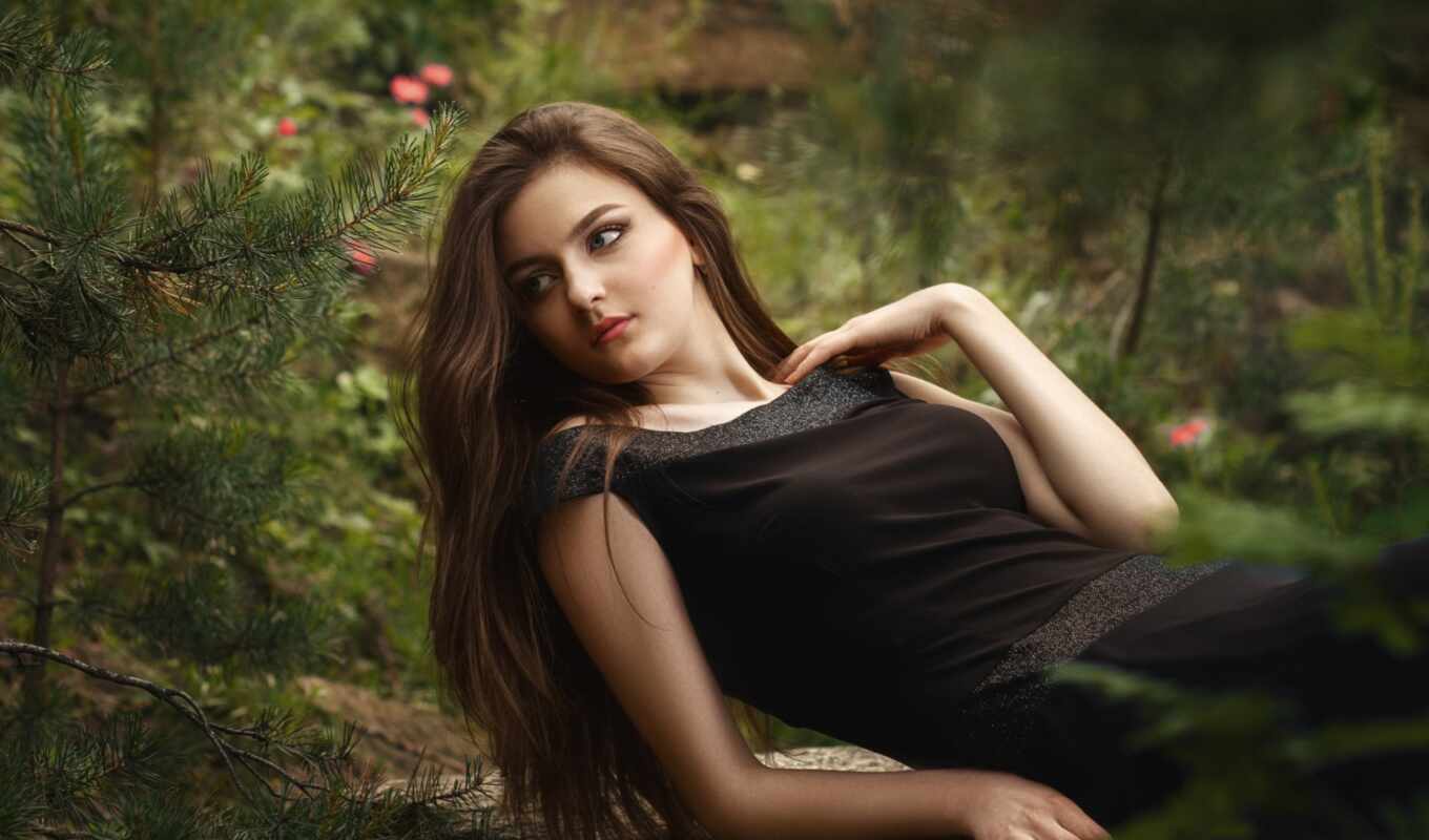 nature, flowers, view, girl, forest, model, pose, portrait, young, makeup