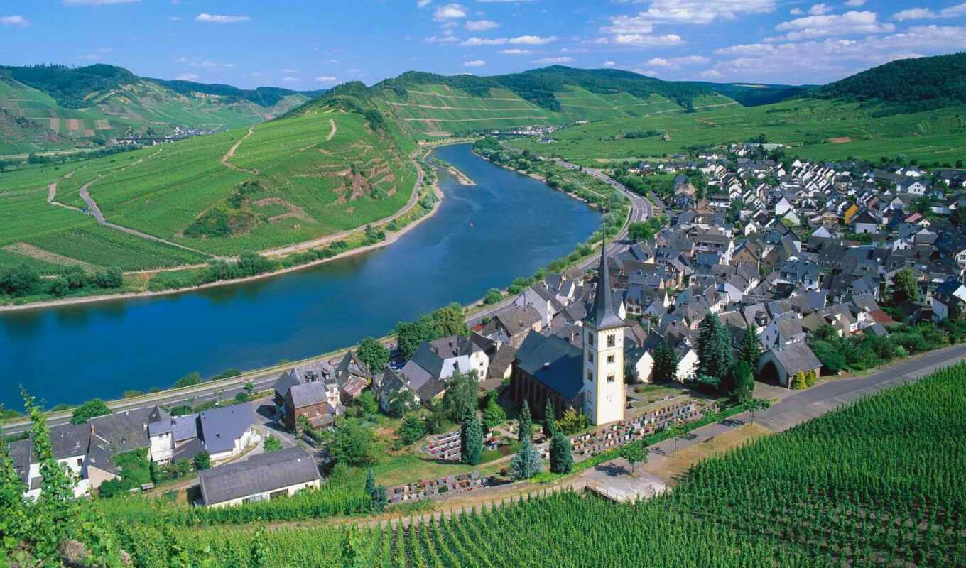 city, Germany, van, cover, river, pillow, Mosel
