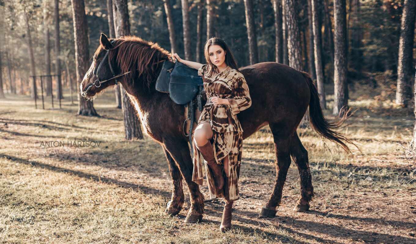pantalla, mujer, caballo, modelo, mujere