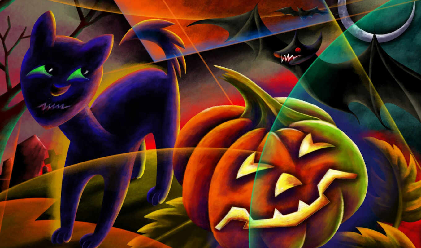 desktop, black, halloween, happy, lamp, pumpkin, it's scary, jeka
