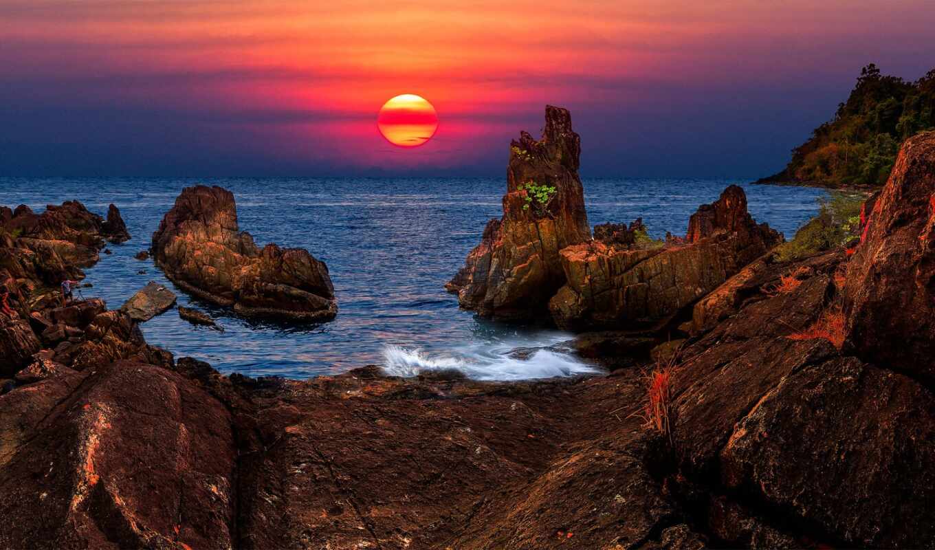 nature, sunset, landscape, sea, thailand, thai