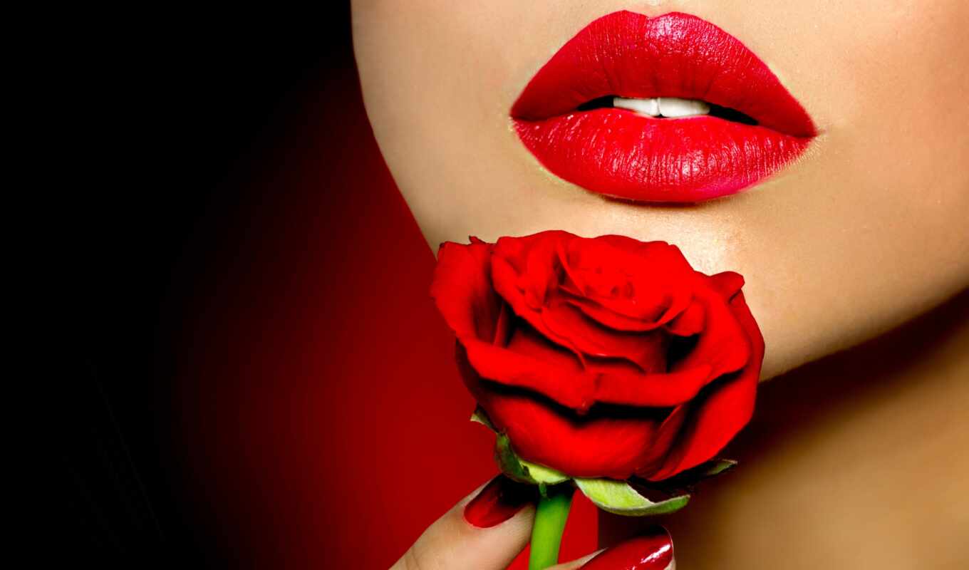 роза, девушка, красная, розы, devushki, красных, губы